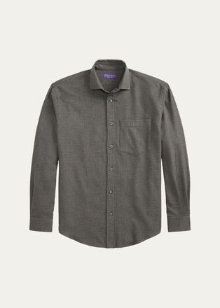 Ralph Lauren Purple Label Mens Glen Check Flannel Button-Down Shirt