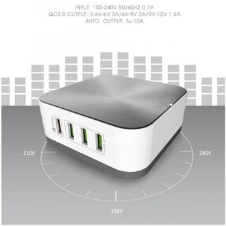 Trade Shop Trade Shop - Cargador De Escritorio De Mesa Con 8 Enchufe Usb De 10 A Cargador De Bater&iacute;a De Tel&eacute;fono M&oacute;vil