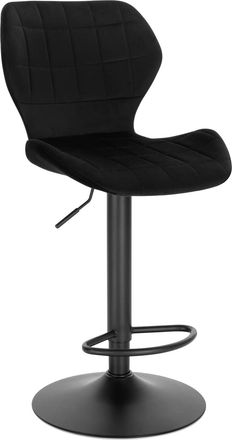Woltu Woltu - 1x Taburete De Bar Giratorio De 360&deg; Taburetes Altos De Terciopelo Con Respaldo Y Reposapi&eacute;s Silla Barra Cocina Ajustable En Altura 60-82 Cm N