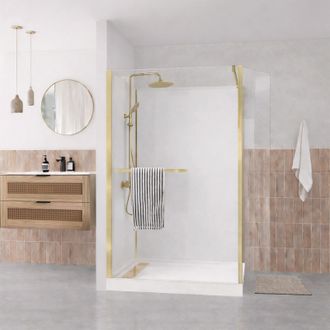 Aurlane Cabina Ducha Italiana 120x90 Oro Cepillado Y Plato Alto