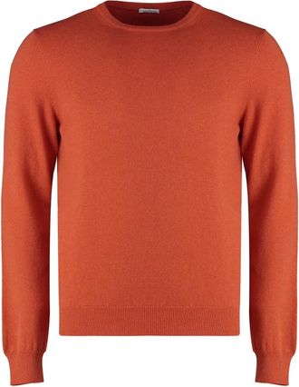 Malo Cashmere blend pullover met geribbelde boorden - Heren - Cashmere truien - Oranje - 3XL - Truien & Vesten