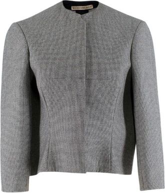 Balenciaga Wool Houndstooth Structured Crop Jacket Size S