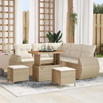 vidaXL Conjunto De Sof&aacute; De Jard&iacute;n 8 Pcs Beige Y Crema 90 X 55 X 71 Cm Vidaxl