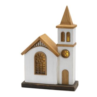 Melrose International LED Lighted Winter Church Display 12H - Brown, White