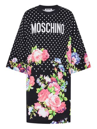 Moschino polka-dot quarter-sleeve dress - Black