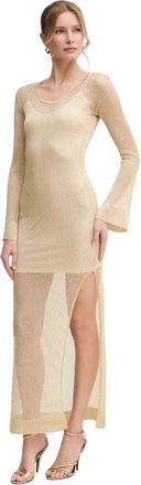 Simona Corsellini Maxi Jurk - Dames - Feestkleedjes - Geel - M - Leer - Kleedjes