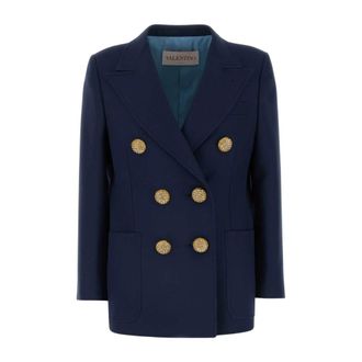 Valentino Garavani Diagonal Dry Wool Blazer - Dames - Blazers - Blauw - XS - Wol - Jassen