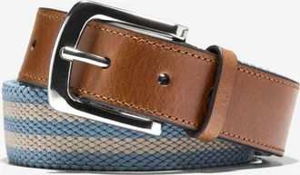 Cole Haan Mens Striped Canvas Stretch Belt - Beige Size 32