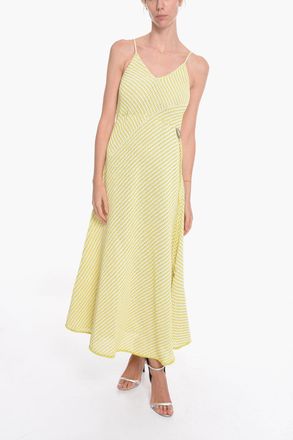 Bottega Veneta Striped Cotton-blend Maxidress with Drawstring Bottega Veneta