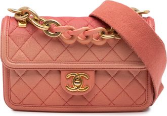 Chanel Pre-owned Womens Mini Flap Bag - Coral Leather - One Size