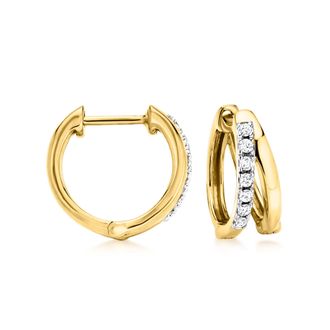 Ross-Simons Lab-Grown Diamond Double-Hoop Earrings in 18kt Gold Over Sterling