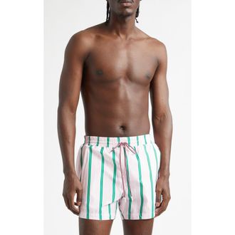 Thom Browne Stripe Swim Trunks in Light Pink at Nordstrom, Size 4