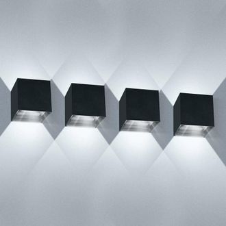 OEM Paquete De 4 Luces De Pared Led Para Interiores, 12 W, Impermeables, Ip65, &Aacute;ngulo De Haz, Luces De Pared Modernas, Blanco Fr&iacute;o, 6000 K, Para Sala De E
