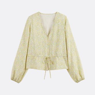 La Redoute Collections Blouse met V-hals, lange mouwen en bloemenprint