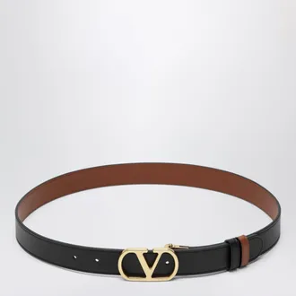Valentino Garavani Reversible VLogo Signature belt in Black / Caramel