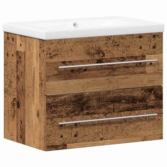 Berkfield Home Bathroom Sink Cabinet with Built-in Basin Old Wood Engineered Wood in Brown
