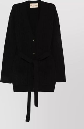 Valentino Garavani cable-knit belted cashmere cardigan