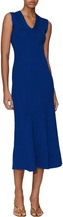 Mango Rib Knit V-Neck Midi Dress in Blue at Nordstrom, Size 8