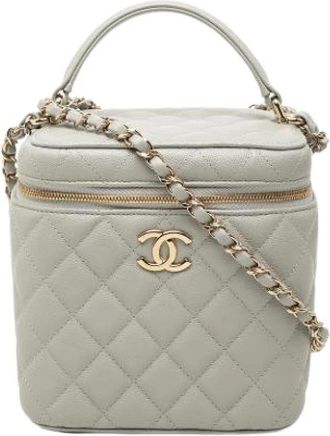 Chanel Pre-owned Vanity Bag - Dames - Vintage Schoudertas - Grijs - ONE Size - Leer - Vintage
