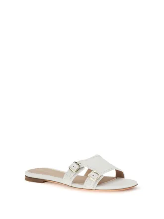 Santoni Buckle-Strap Leather Sandals - White
