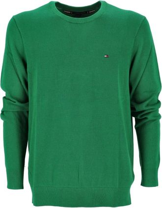Tommy Hilfiger Essenti&euml;le Katoenen Crew Neck T-shirt - Heren - Ronde hals truien - Groen - S - Katoen - Truien & Vesten