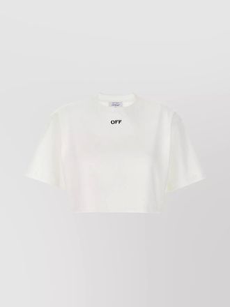 Off-white stamped crew neck ribbed crop top