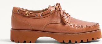 Valentino Garavani Scarpa Da Barca Lord Chunky In Bufalo Uomo TABACCO 41.5