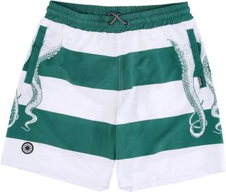 Octopus Witte Boardshorts met Fullback Stijl - Heren - Korte Broeken - Veelkleurig - L - Polyester - Korte Broeken