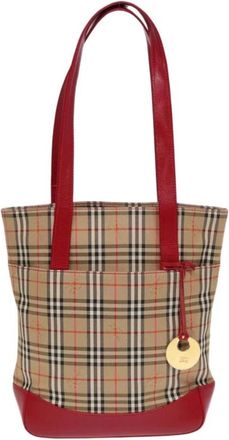 Burberry Pre-owned Tote Bags, female, Beige, Size: ONE SIZE Pre-owned Vintage Haymarket Check Tote Bag