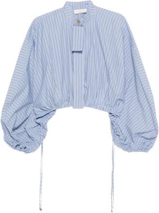 Zimmermann Drawstring Stripe Blouse - Dames - Blouses - Blauw - M - Katoen - Overhemden