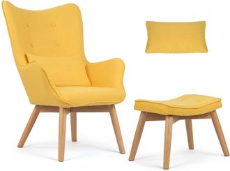 OEM Sill&oacute;n N&oacute;rdico Amarillo Con Respaldo Alto Y Reposapi&eacute;s