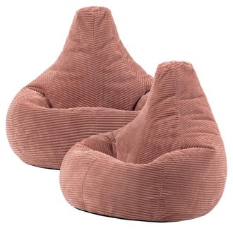Icon Brand Set de 2 pufs con respaldo alto, pana rosa