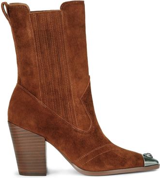 Kurt Geiger Womens Suede Regent Western Ankle Boots - Camel - Size UK 7