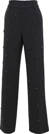 Huishan Zhang crystal-embellished tailored trousers - women - Polyester/Elastane/Viscose - 10 - Black