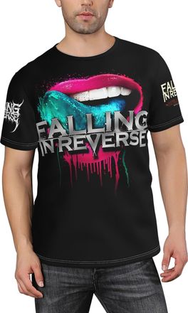 Generic Mens in Reverse Rock Band Falling Classic T-Shirt Multi-Pattern Prints Crew Neck Short-Sleeve Unlock New Summer Streetwear Styles Casual Multicoloured