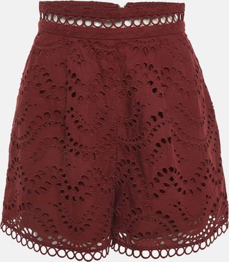 Zimmermann Burgundy Broderie Anglaise Shorts