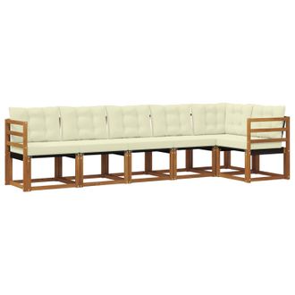 vidaXL Conjunto De Sof&aacute;s De Exterior Con Coj&iacute;n 6 Pcs Natural Y Crema Vidaxl