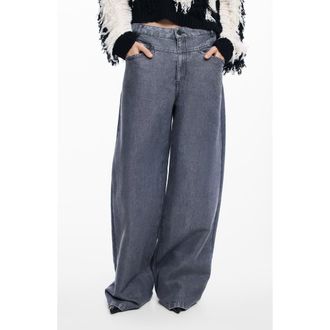 Desigual Wide Leg Jeans in Grey at Nordstrom, Size 38
