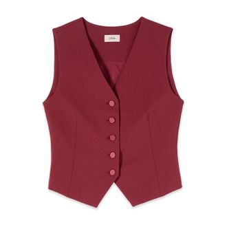 Oltre Gilet in tessuto crepe - - Jackets - Donna - Rosso - XL