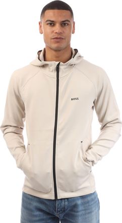 HUGO BOSS Mens Sicon Active Zip-Up Hoodie in Beige - Size Medium