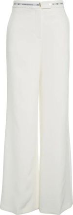 Elisabetta Franchi Wide Trousers, female, White, L, Wide-leg Bianco Trousers Aw25