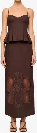 Clea Leonie Midi Skirt In Arabica