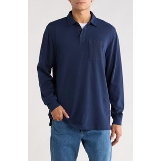 Treasure & Bond Long Sleeve Heavyweight Jersey Polo in Navy Still at Nordstrom Rack, Size Medium