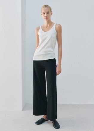 Mango Top cotone collo rotondo bianco - Donna - S - MANGO
