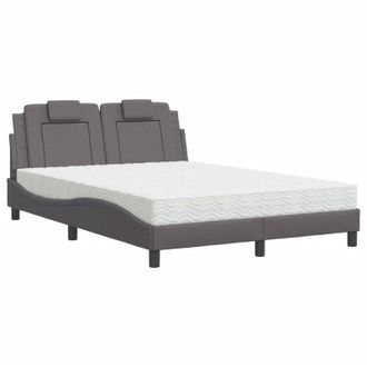 vidaXL Vidaxl - Cama Con Colch&oacute;n Cuero Sint&eacute;tico Gris 120x200 Cm