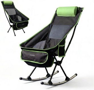 InnovaGoods 2-in-1 Folding Camping Rocking Chair with Mesh Backrest, Pocket, Cushion, InnovaGoods Camping FURNITURE