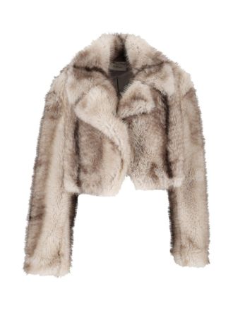 Sportmax Brown Quantum Cropped Plush Faux Fur Jacket