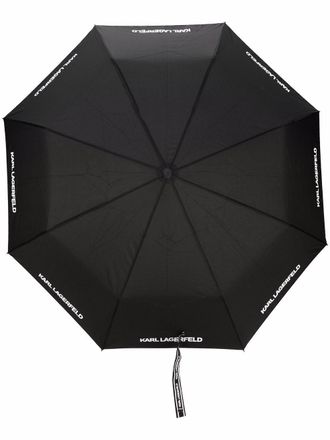 Karl Lagerfeld logo-print umbrella - unisex - Steel/Recycled Polyester - One Size - Black