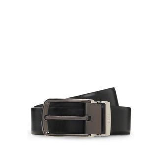 BOSS Reversible leather belt with smooth and textured finishes