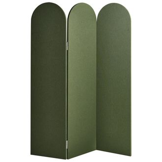 Beliani Biombo Separador Decorativo Moderno 3 Paneles Estructura Acero Poli&eacute;ster Verde Slimmy
